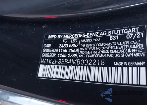 2021 Mercedes-Benz E 350 4Matic from USA, damaged, VIN W1KZF8EB4MB002218